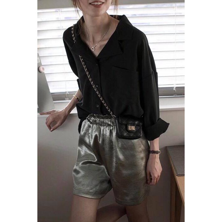 Áo sơ mi nữ oversize form rộng cổ vest phong cách