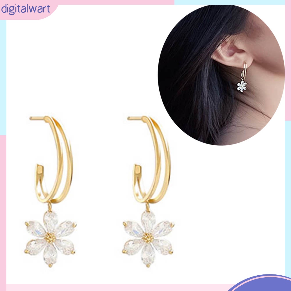 Khuyên tai hình hoa đính đá thanh lịch