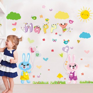 Decal dán tường thỏ happy - DC209