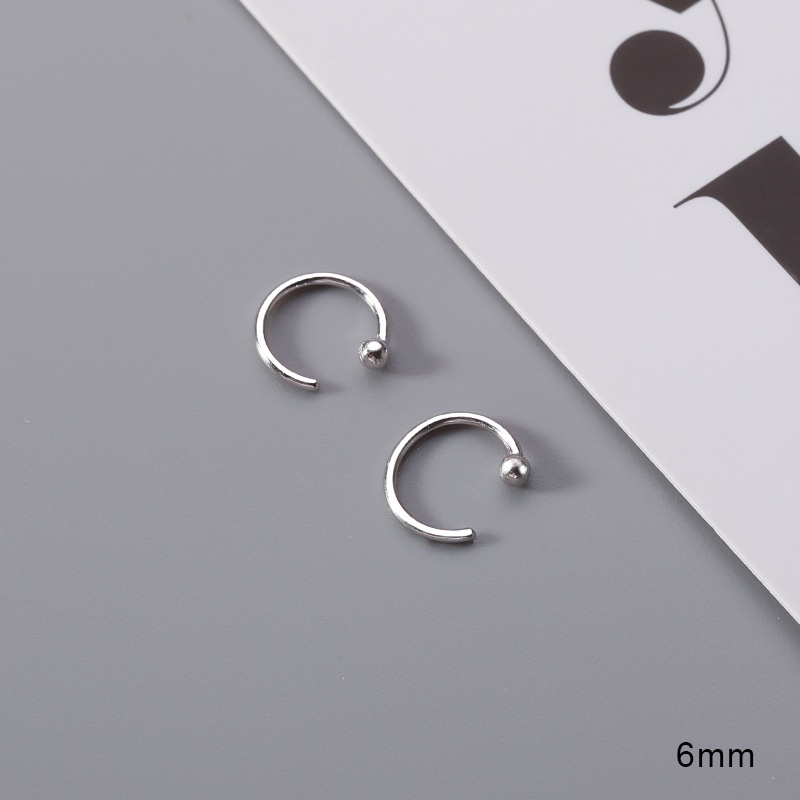 Khuyên tai tròn mạ bạc 925 thiết kế 6mm-10mm