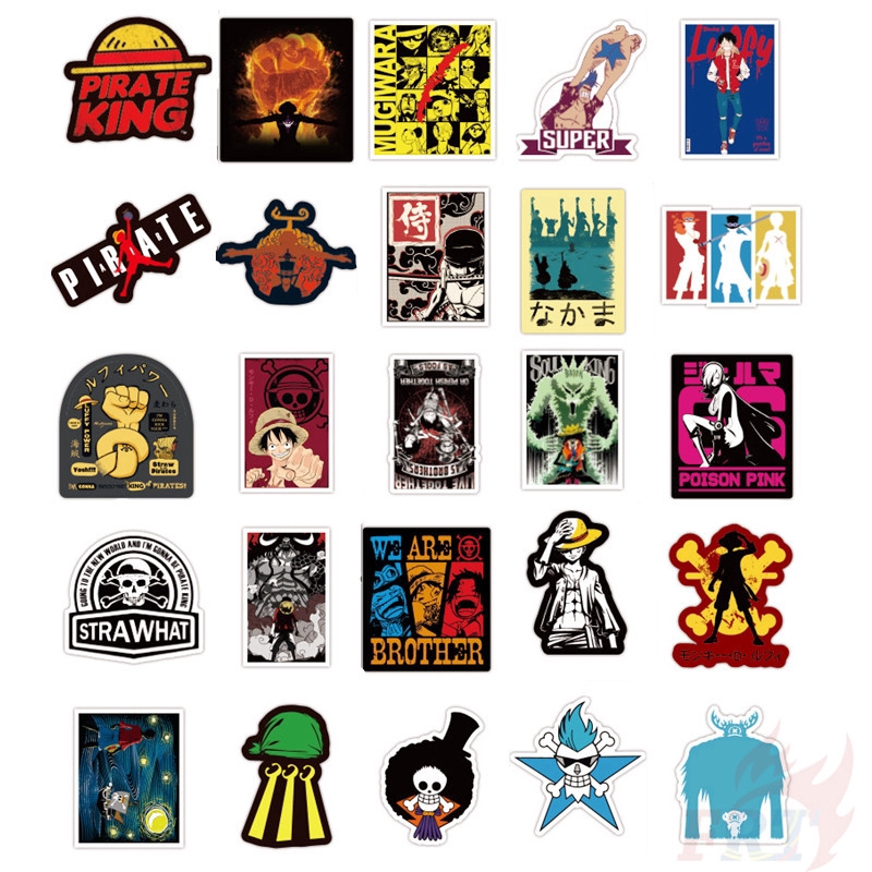Bộ 100 miếng sticker in họa tiết hoạt hình One Piece doodle hỗn hợp trang trí vali/laptop/ván trượt
