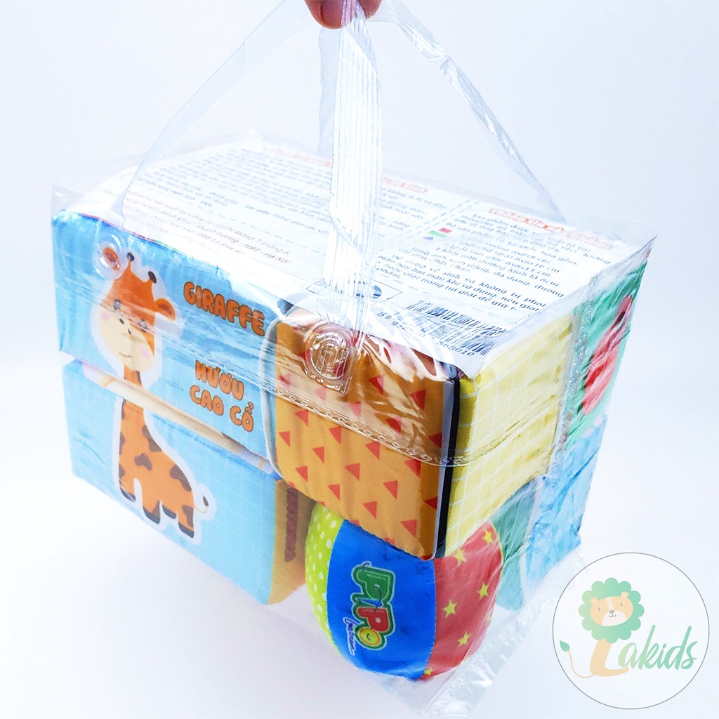 Đồ chơi 12 khối vải tương tác sơ sinh Pipovietnam luyện kỹ năng vận động thô cho bé - Lakids
