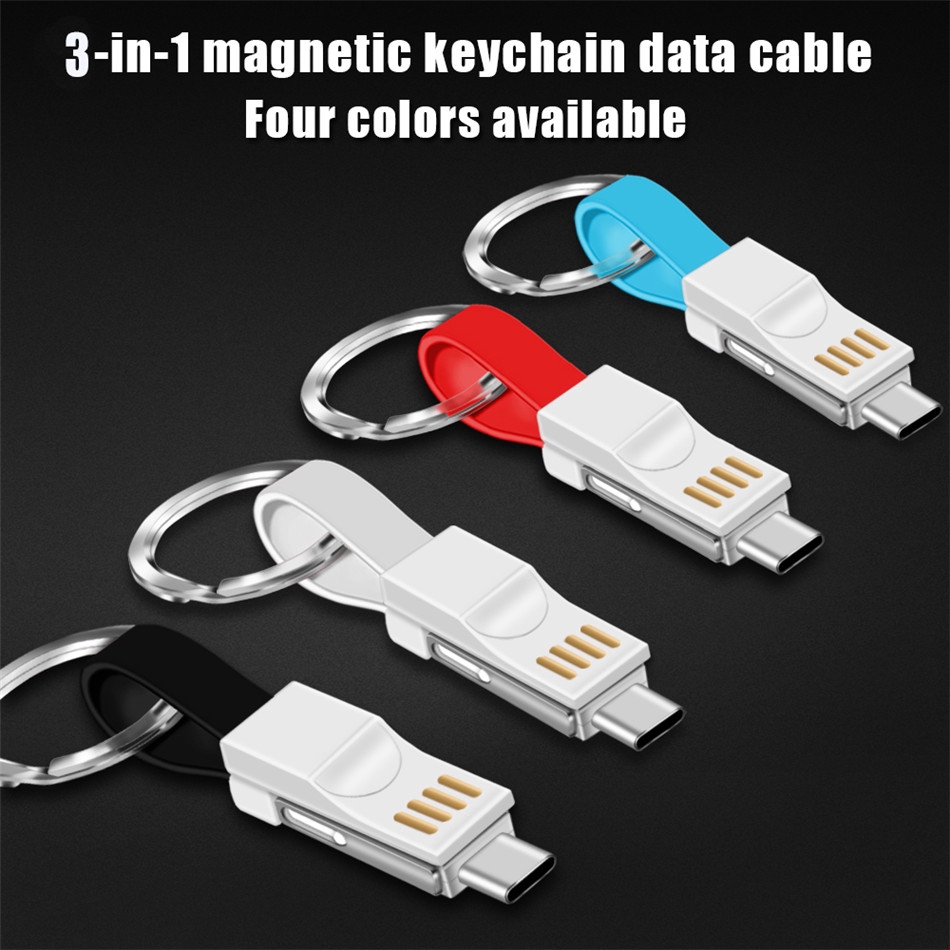 Móc khóa cáp USB Type C / Micro USB / 3 trong 1 mini