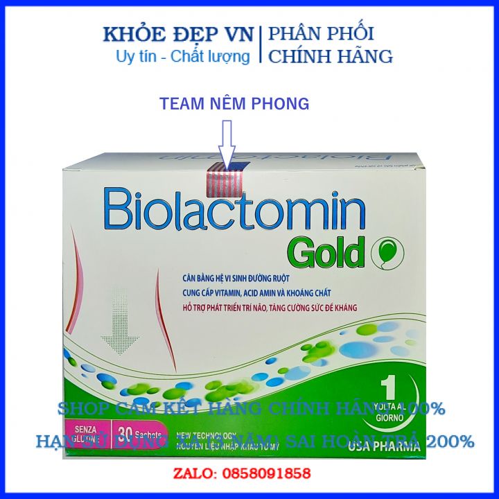 Men tiêu hóa vi sinh đường ruột Biolactomin Gold cân bằng hệ vi sinh, hỗ trợ rối loạn tiêu hóa, giúp ăn ngon – Hộp 30 gó