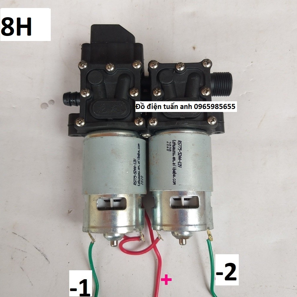 máy bơm phun sương đôi - bơm tăng áp mini (máy bơm nước 12v-đôi + 2 chuyển ống 8)