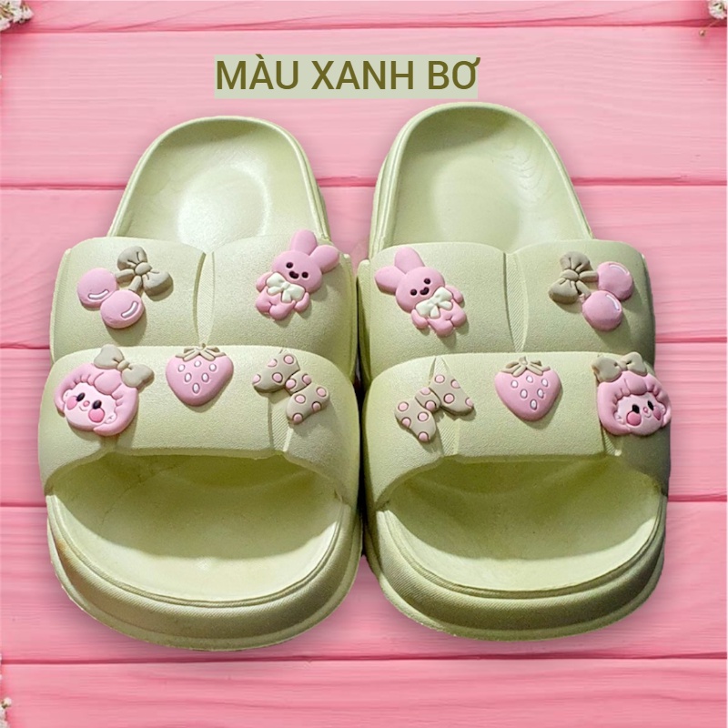 Dép bánh mì nữ quai ngang, hình thỏ, dép lê nữ, cao 2,5cm, phao, khổng lồ, dễ thương, sticker, hình, EVA, êm chân