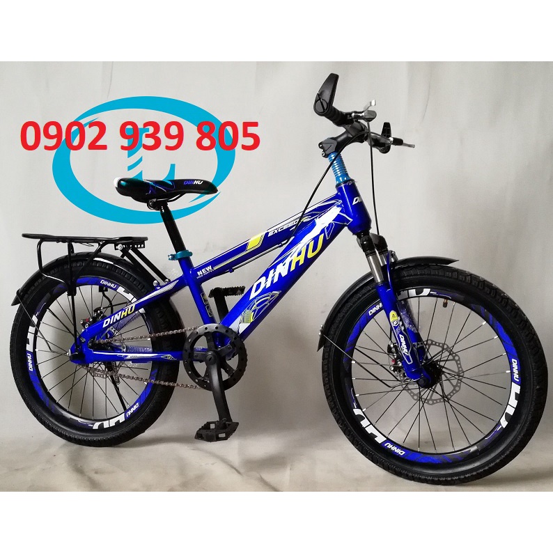 Xe đạp 20 inch nam DINHU có dĩa phuộc nhúng niềng 4 phân 6-11 tuổi