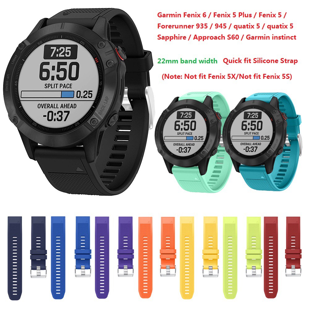 Dây đồng hồ đeo tay bằng silicon thay thế 22mm cho Garmin Fenix 6 / Fenix 5 Plus / Fenix 5 / Forerunner 935 / 945