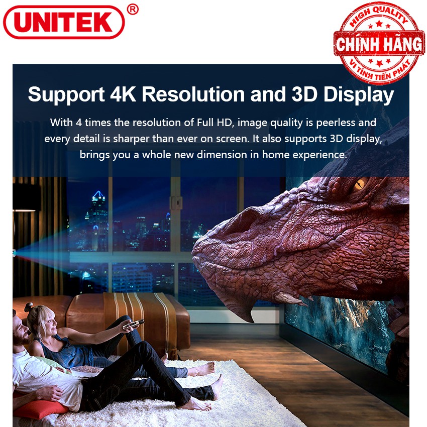 Cáp HDMI 4K Ultra HD và 3D Unitek Y-C142M dài 10m