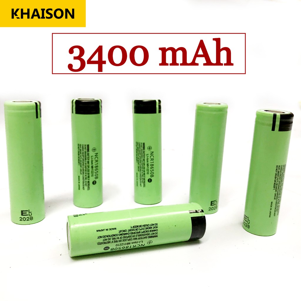 Cell pin 18650 li-ion dung lượng khủng 3400 MAH bao check made in Japan (pin màu xanh lá)