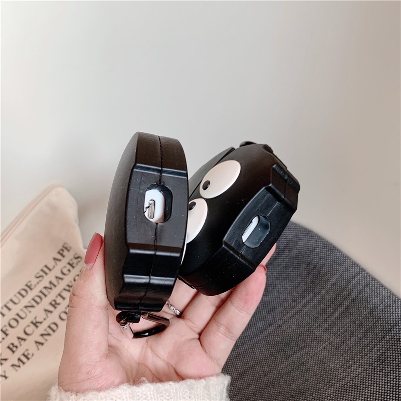 Vỏ Bảo Vệ Hộp Sạc Tai Nghe compatible AirPods Pro/ compatible AirPods 2/Pro Bằng TPU Hình Bùi Nhùi Màu Đen 2021