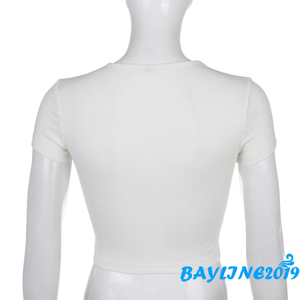 Áo Croptop Ngắn Tay In Chữ Thời Trang Dành Cho Nữ