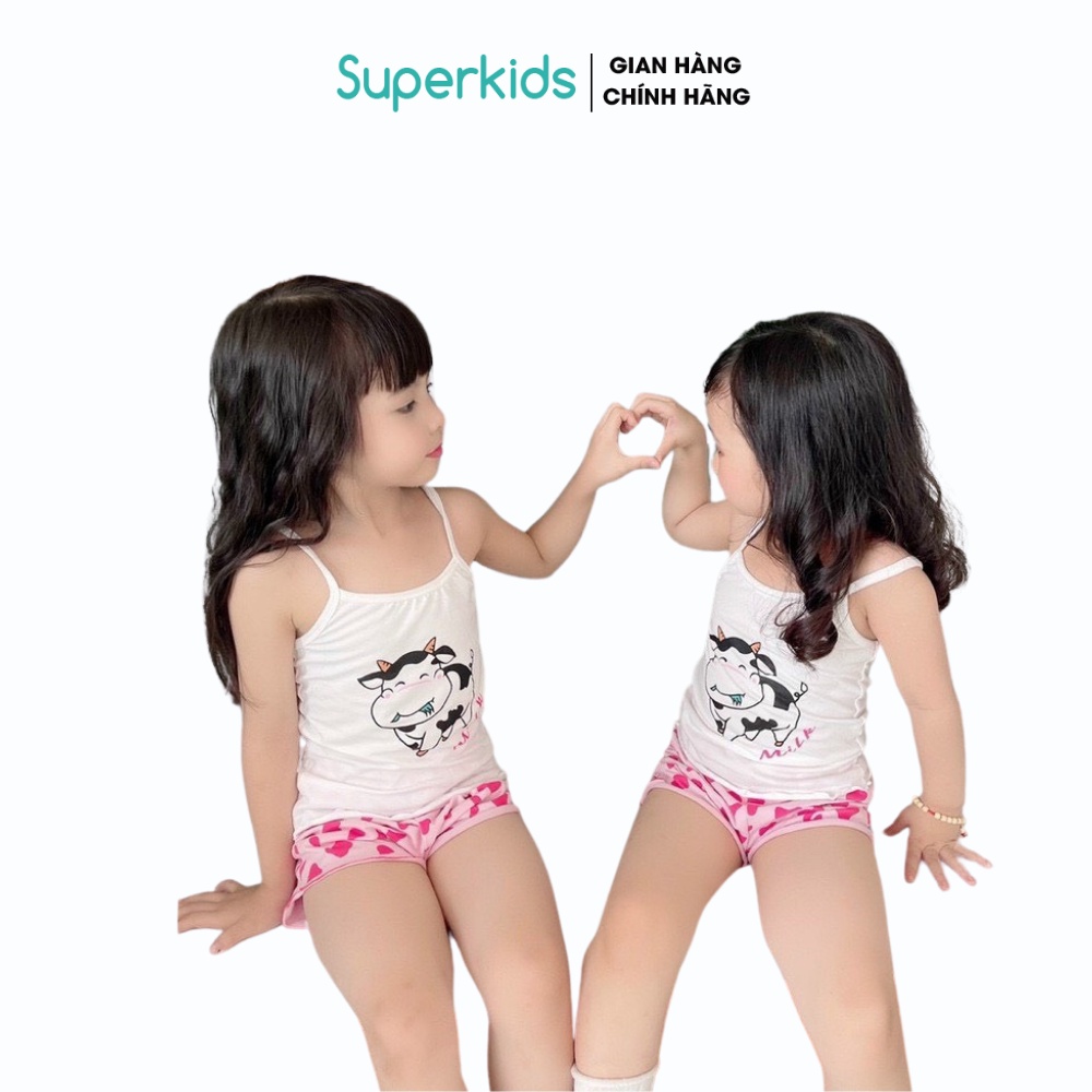 |FAMARAL2 giảm 10k cho đơn 50k|Bộ 2 dây bò sữa cute cho bé gái 8-18kg QATE697