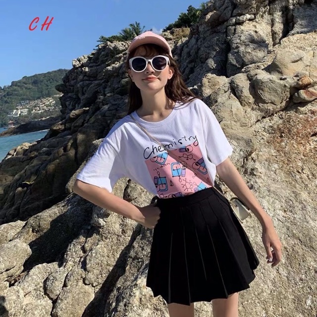 Sét áo chemistry chân váy xếp ly CON866