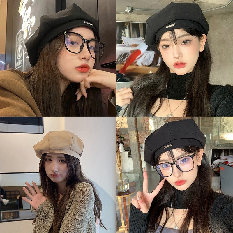 Mũ Beret In Chữ Phong Cách Retro