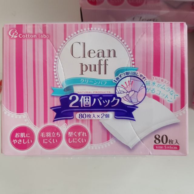 Bông tẩy trang Clean Puff 80 miếng nhật bản