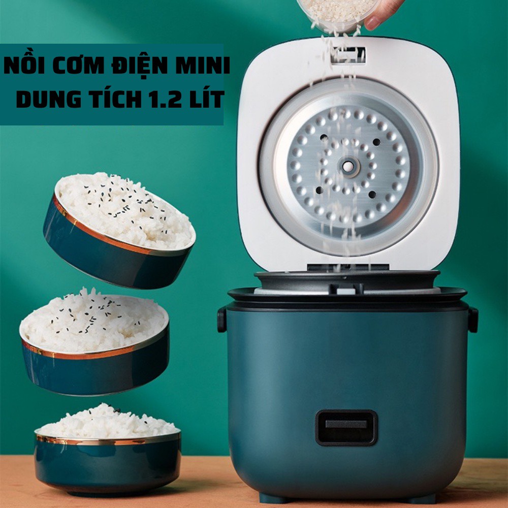 Nồi Nấu Cơm Điện Mini Đa Năng Dung Tích 1.2 Lít, Nồi Nấu Cháo, Hấp, Luộc Tiện Lợi Dành Cho Gia Đình