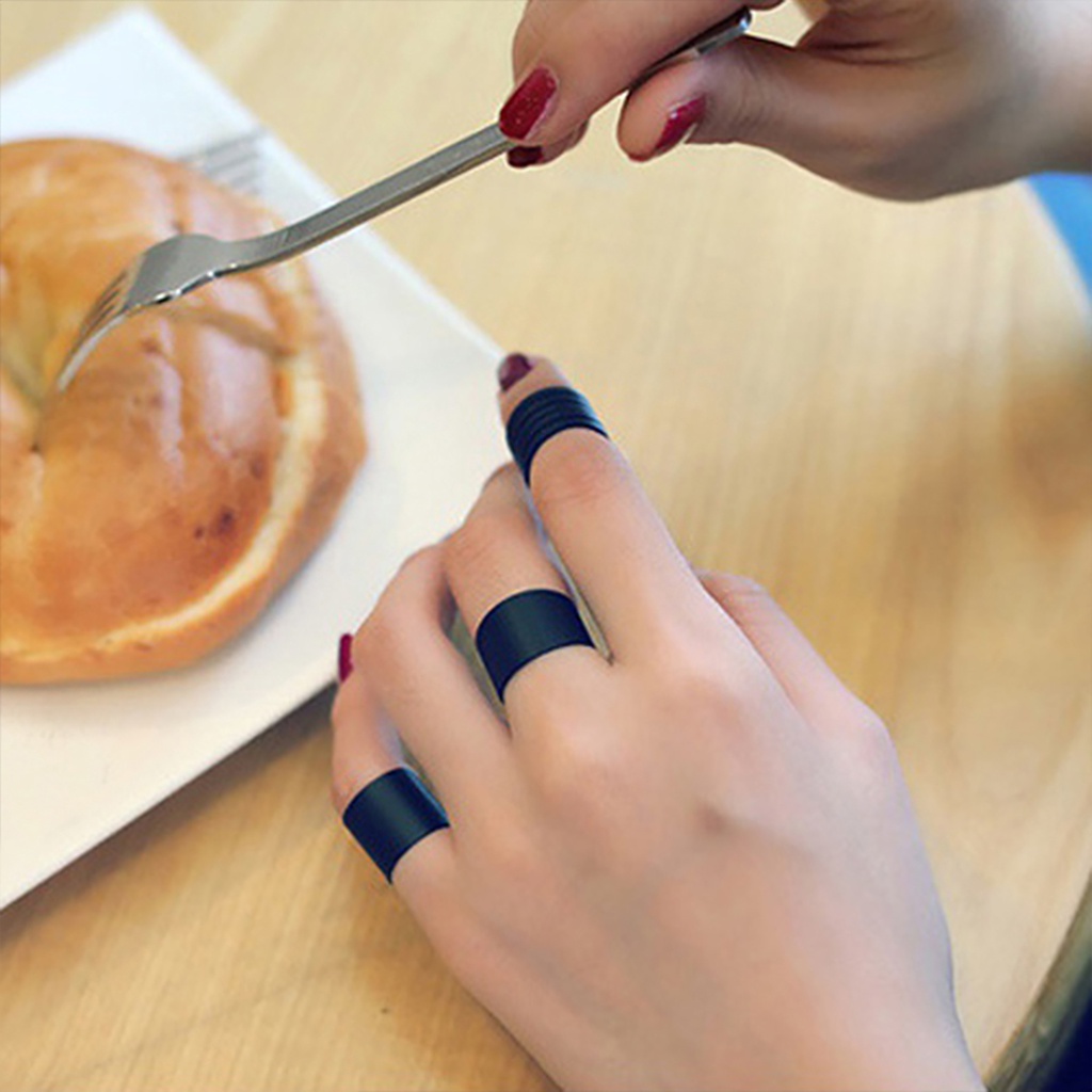 Bộ 3 nhẫn midi bằng hợp kim màu đen cá tính trẻ trung dành cho nữ