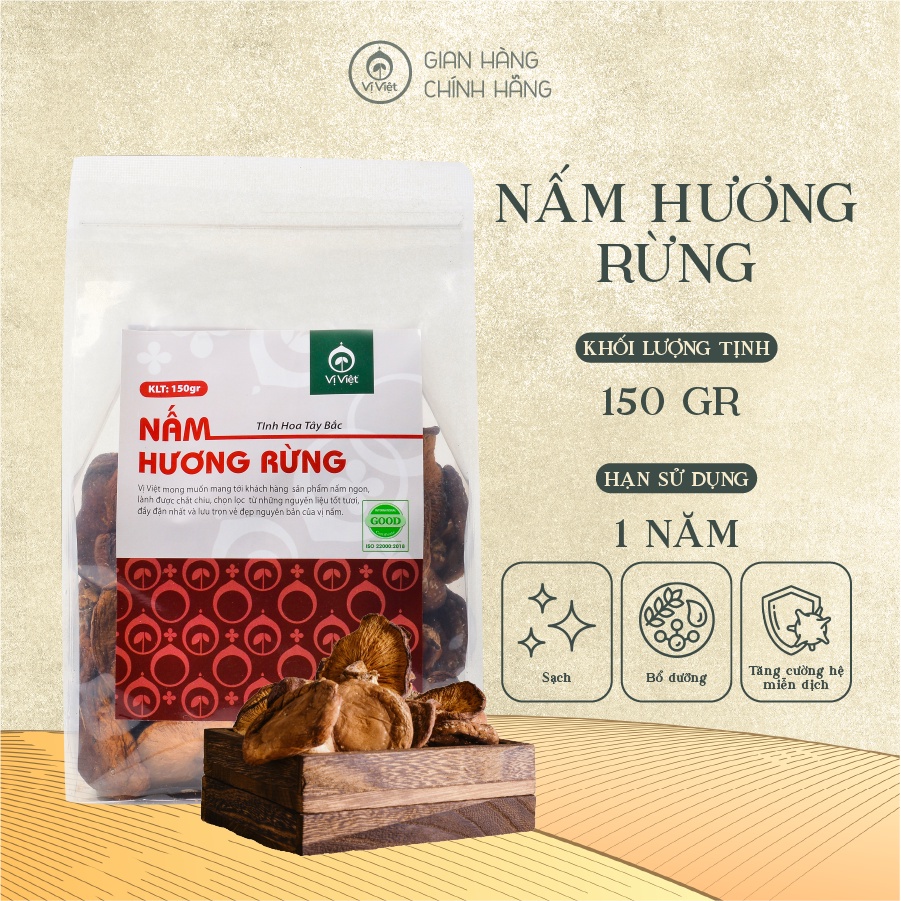 Nấm Hương Rừng khô Tây Bắc Cao Cấp VỊ VIỆT , Gói 150 gam
