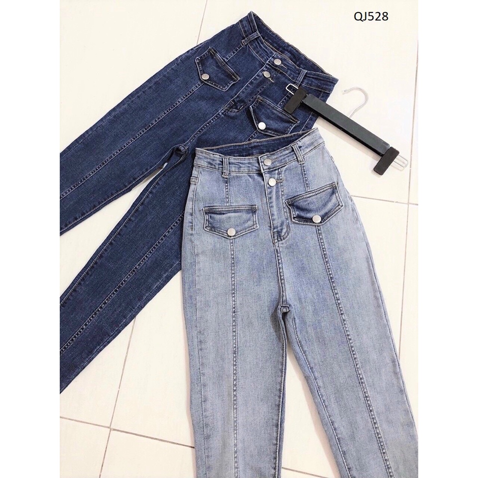 Quần jean nữ lưng siêu cao [Chít thân cảm giác chân dài] QJ528