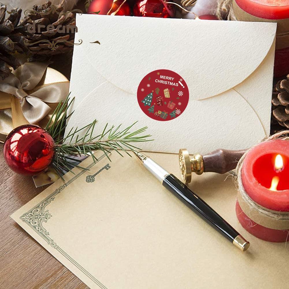 【DREAMLIFE】Sticker Merry Holidays Sticker Roll Christmas Gift Box Seal Gift Decoration