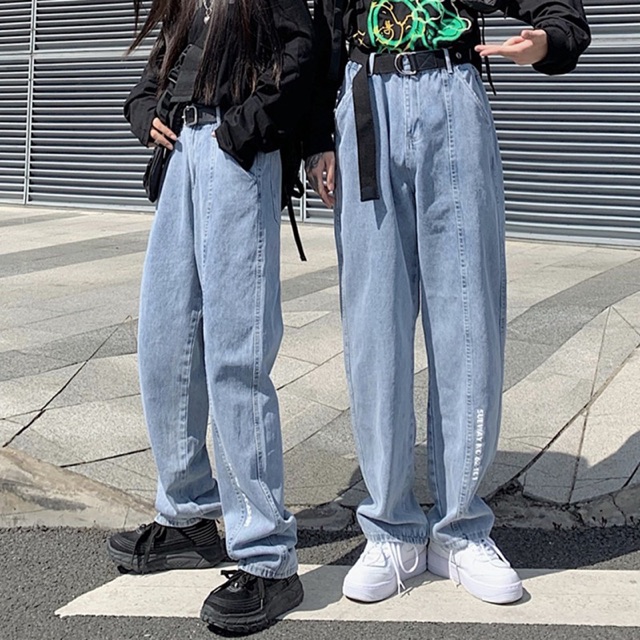 QUẦN BAGGY JEANS ỐNG RỘNG IN CHỮ
