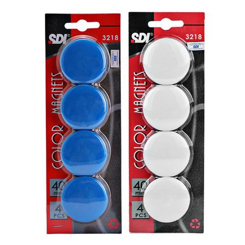 Vỉ 4 viên nam châm 40mm SDI Magnetic Button 3218 9 màu ngẫu nhiên