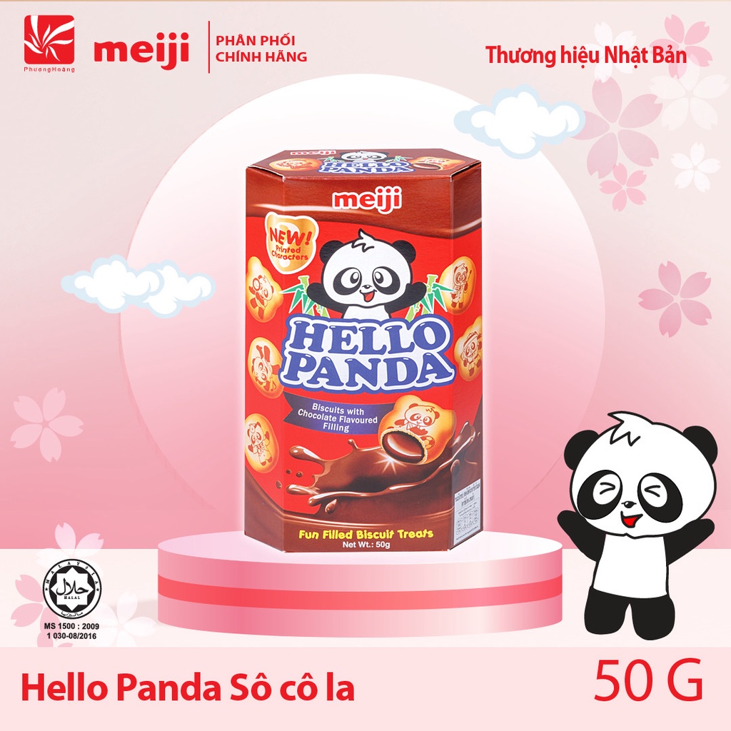 Bánh Gấu Hello Panda Socola/Dâu/Sữa/2 Socola/Trà Xanh Meiji Chocolate/Strawberry/Milk/2 chocolate/Matcha 50g Nhật Bản