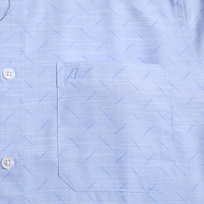 Áo Sơ Mi Nam Công Sở Trung Niên Thương Hiệu Anton Xanh Dương Dài Tay Vải Sợi Cotton Họa Tiết In Chìm - 8561