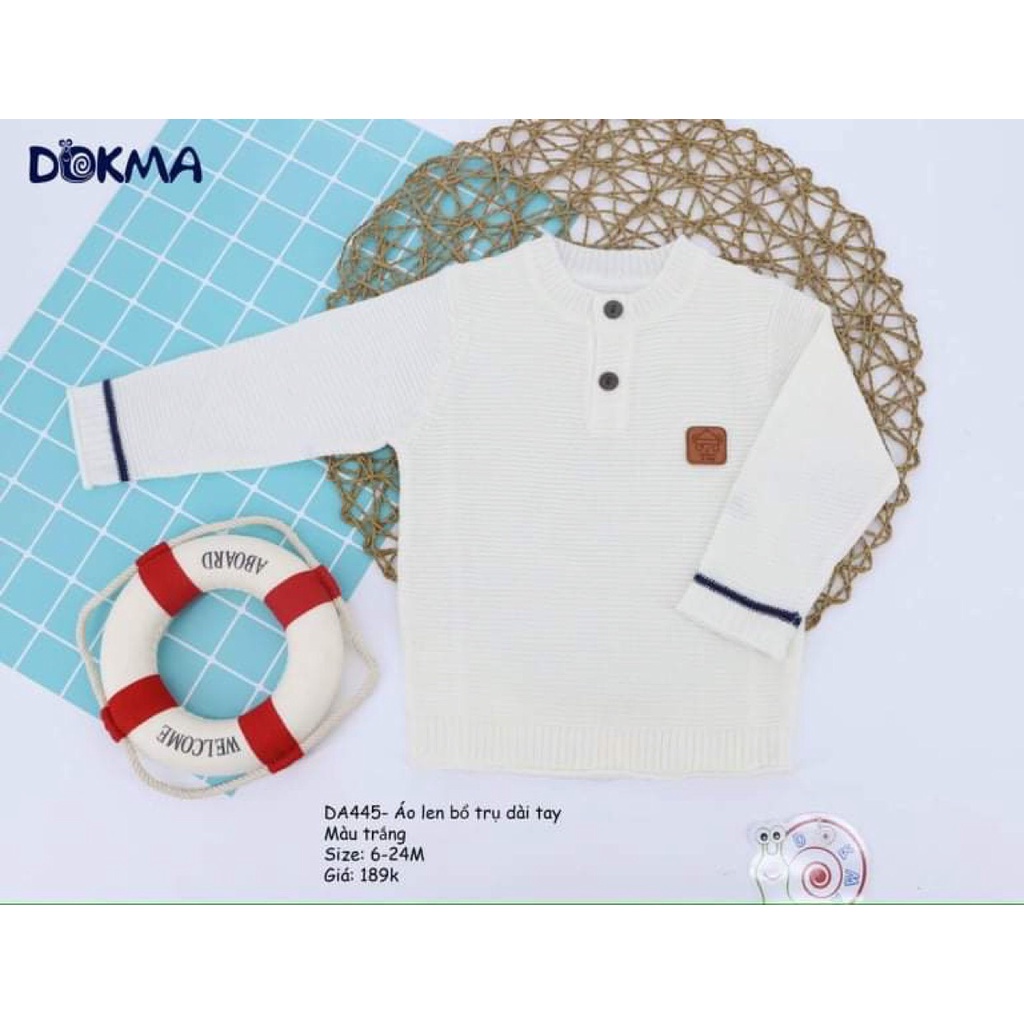 Áo len dài tay cho bé trai Dokma thu đông chất mềm mịn dày dặn sale size 6-24M DA445