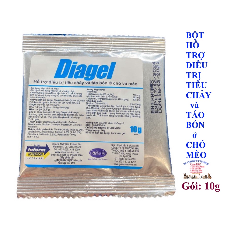 [Mã PET50K giảm Giảm 10% - Tối đa 50K đơn từ 250K] 1 Gói bột DIAGEL 10g hỗ trợ tiêu hóa ở Chó Mèo Pet Thú Cưng