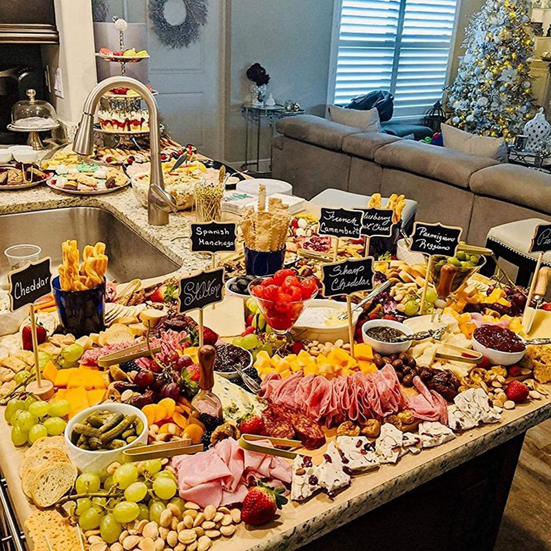 Bộ 20 Bảng Đen Mini Có Giá Đỡ Easel Đựng Thức Ăn Cho Tiệc Buffet / Bảng Ghi Chú