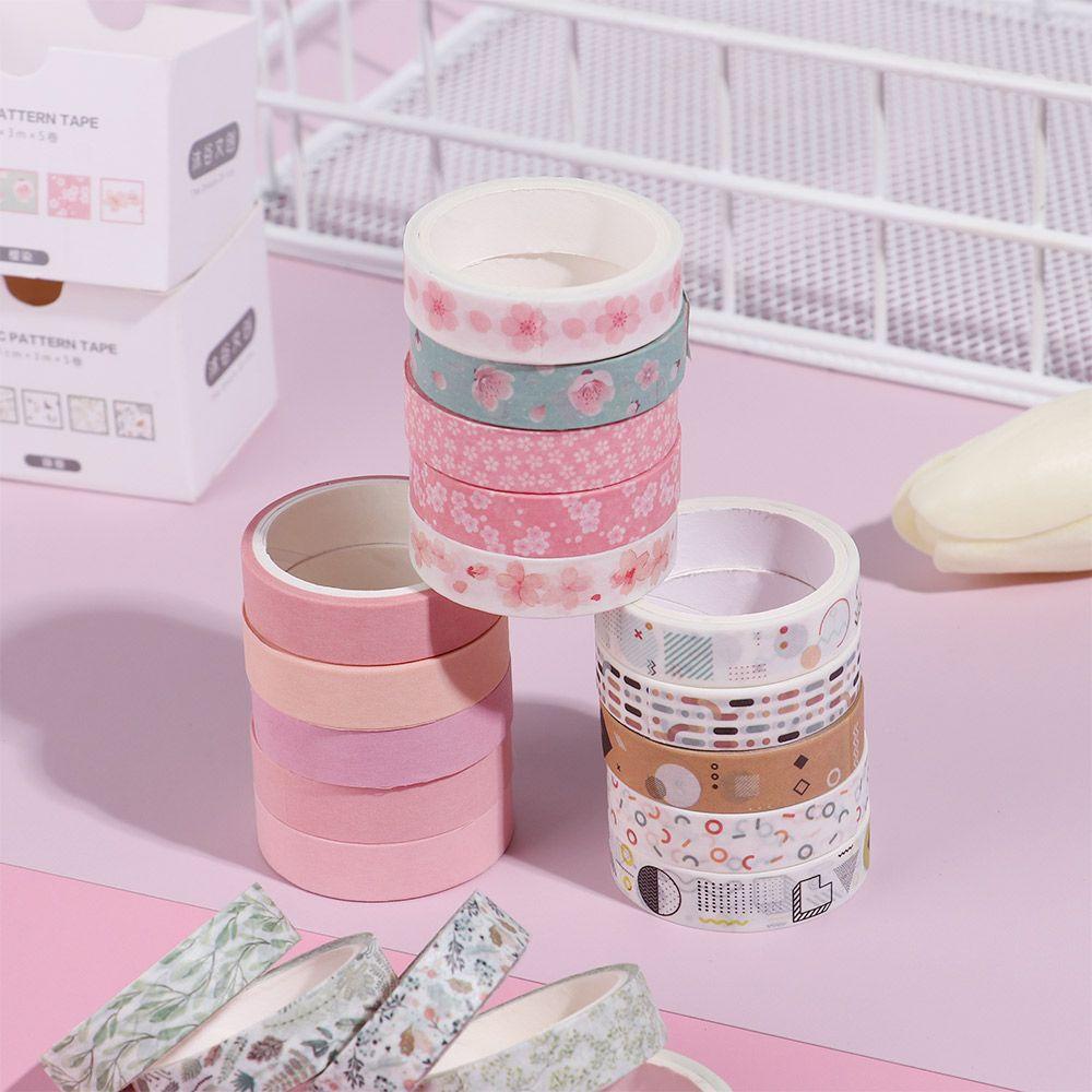 PISTA Set 5 Cuộn Băng Keo Giấy Washi Họa Tiết Hoa Anh Đào Xinh Xắn