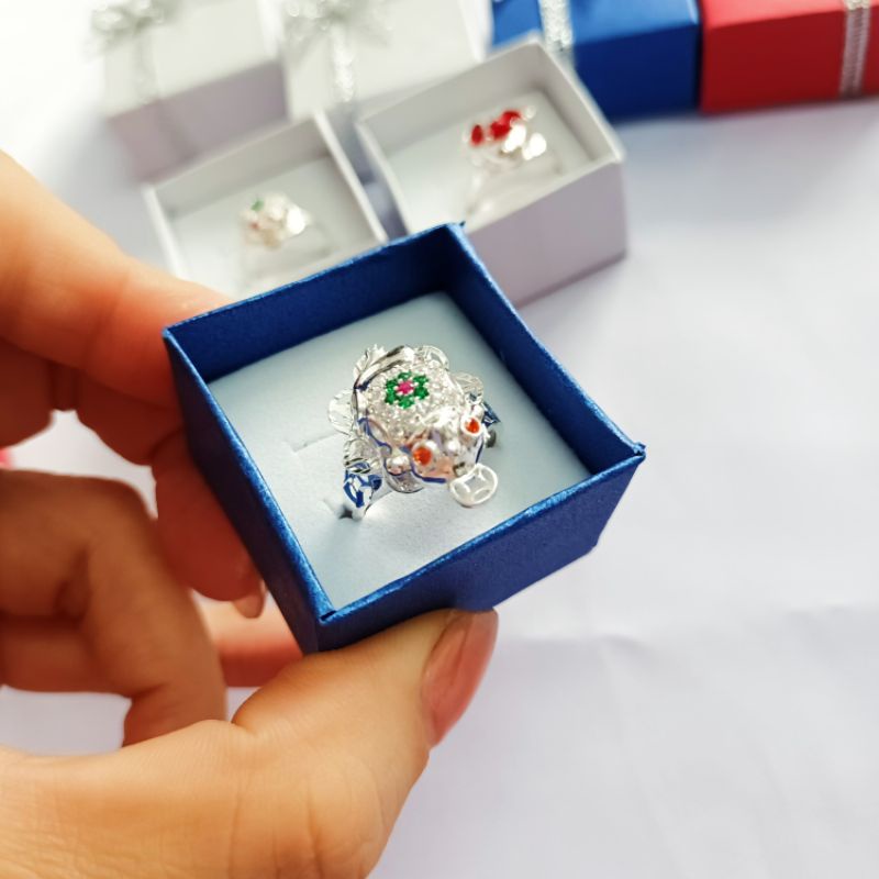 Nhẫn nữ cóc tài lộc bạc 925 vĩnh viễn bảo hành