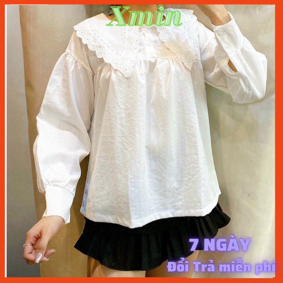 áo babydoll trắng cổ bèo tiểu thư ullzang hàng QC A284 thời trang xmin