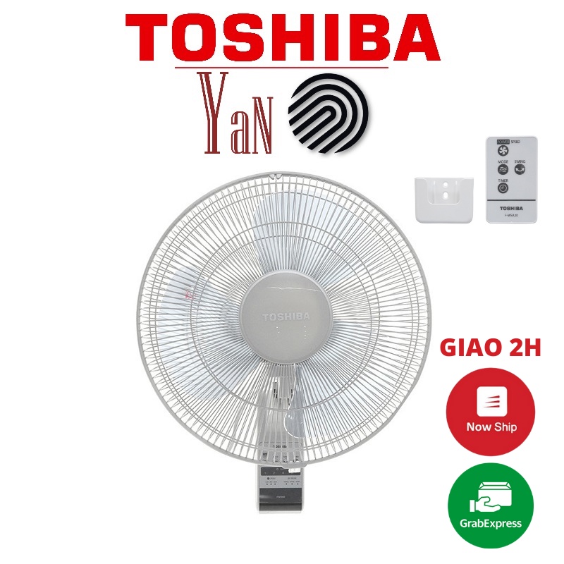 Quạt treo tường 3 cánh có remote điều khiển từ xa màu xám Toshiba F-WSA20VN 55W - Hàng chính hãng
