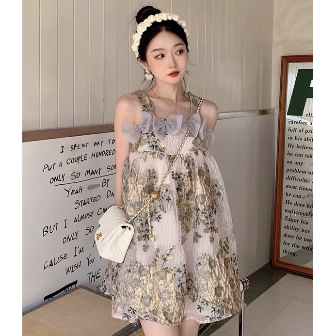Đầm babydoll đính nơ TIFFANY DRESS xinh xắn phong cách ulzzang SAM SAM BOUTIQUE