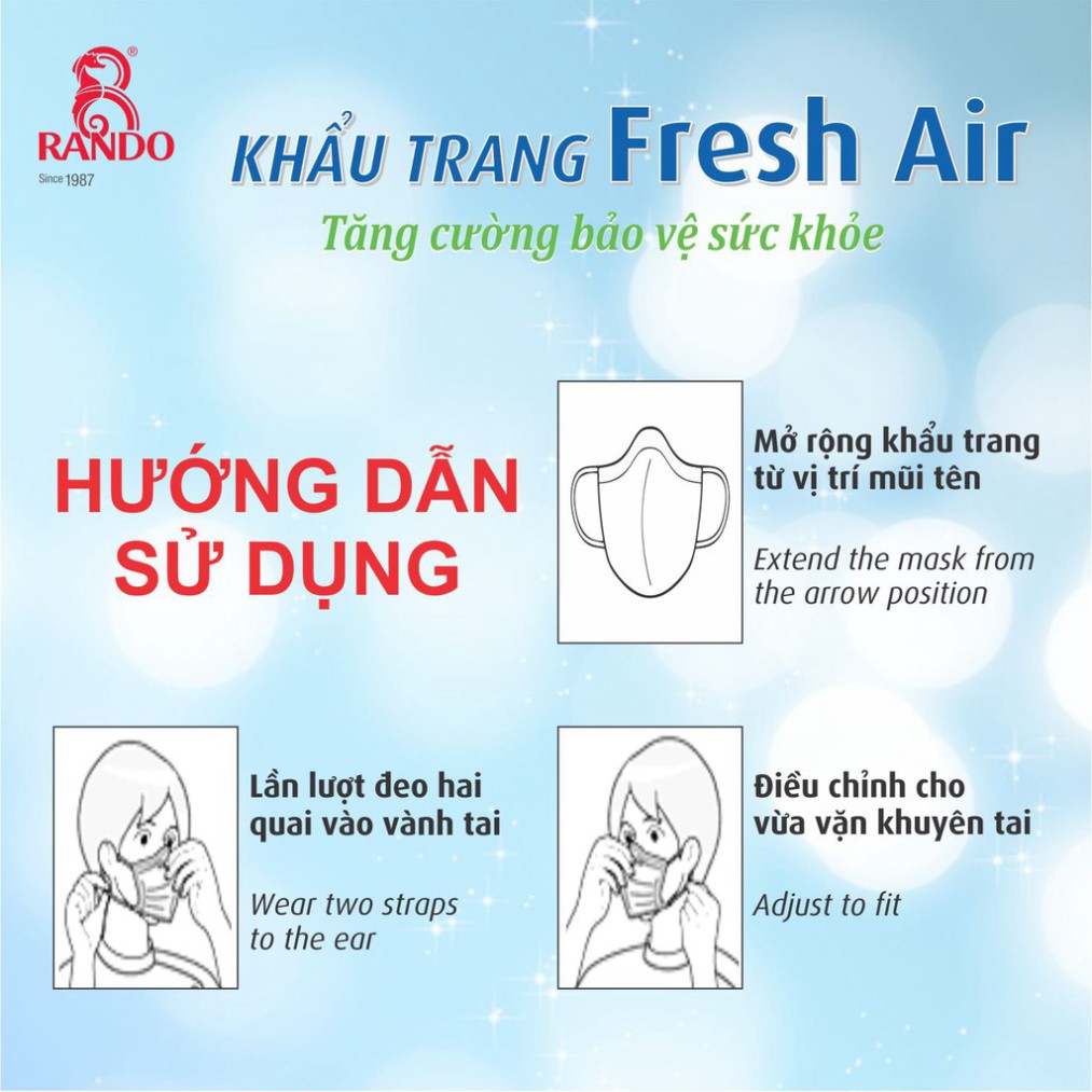 Khẩu Trang Fresh Air Rando Chính Hãng, MUA 5 CÁI GIẢM 2K Khẩu Trang Vải 2 Lớp Kháng Khuẩn Cao Cấp, Nam/Nữ | BigBuy360 - bigbuy360.vn