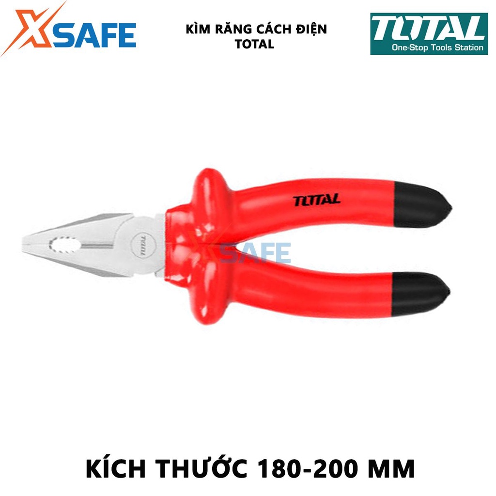 Kềm răng cách điện TOTAL Kìm cách điện kích thước 7-8 inch, kiểm tra 10000V, thép hợp kim cao cấp, bền bỉ - [XSAFE]