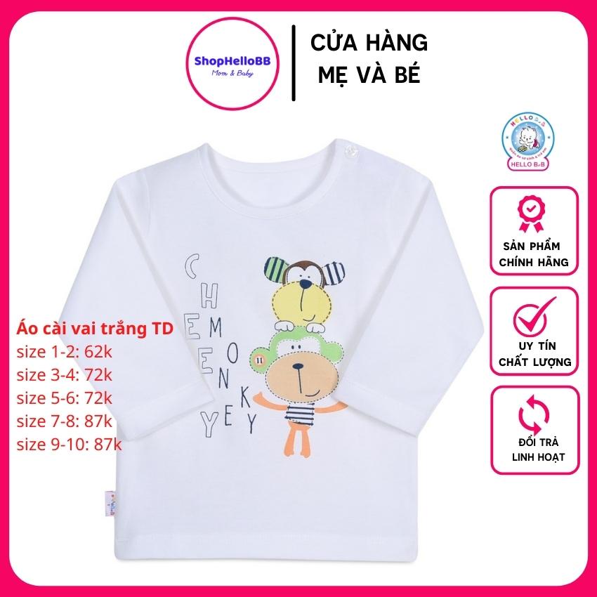 Nhiều hình in cho Bé trai/bé gái 6-29kg Đủ size 1-10 Áo cài nút vai trắng tay dài Hello BB| Shophellobb
