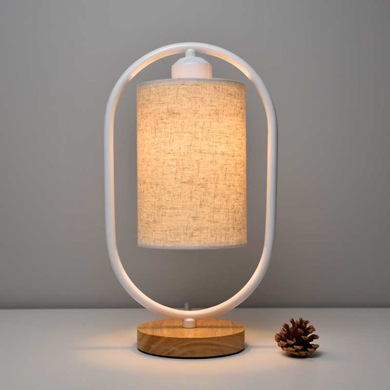 Đèn Ngủ Gỗ Để Bàn Đổi Màu Độ Sáng Chao Vải Có 3 Chế Độ Sáng - Decor Phòng ngủ Vintage Hàn Quốc TB251
