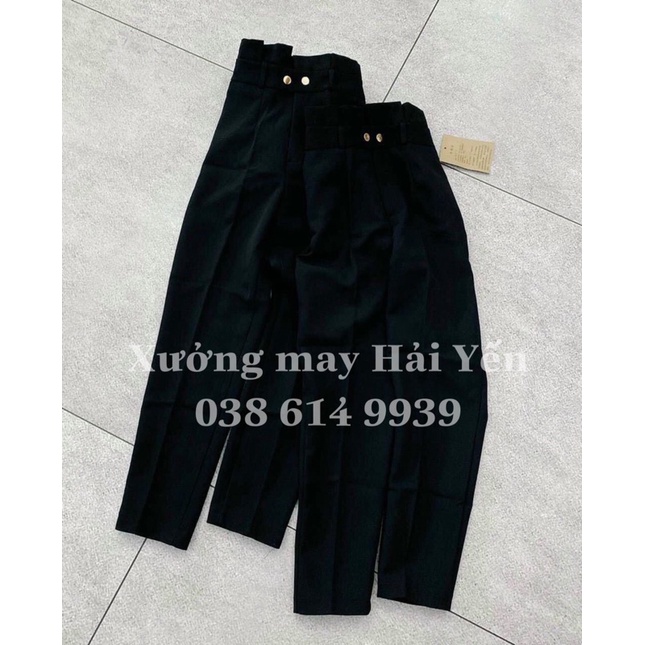 Quần Tây cạp bèo lưng siêu cao phối 2 cúc hách dáng mã 001