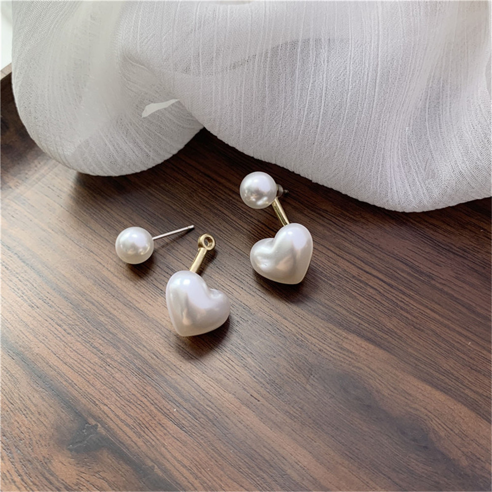 Bông Tai Hình Trái Tim Đính Ngọc Trai S925 Đơn Giản Cho Nữ Yanqueens Trang sứ Quà tặng