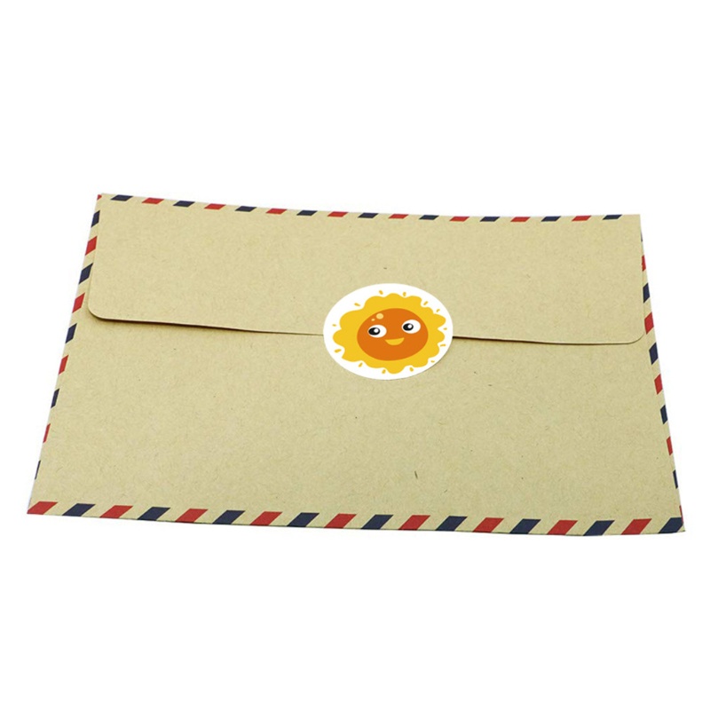 Cuộn 500 miếng dán tròn in hình mặt trời 8 kiểu dễ thương cho bé