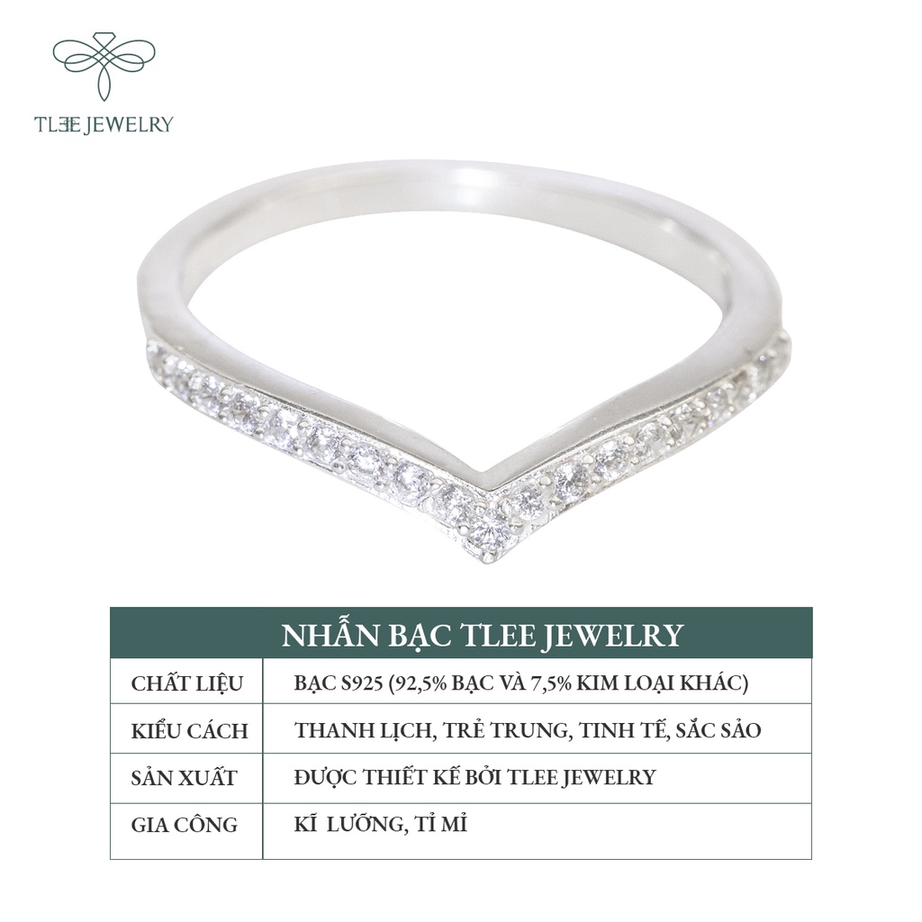 Nhẫn bạc nữ TLEE cung nạm đá một hàng sang trọng NCJ A0165