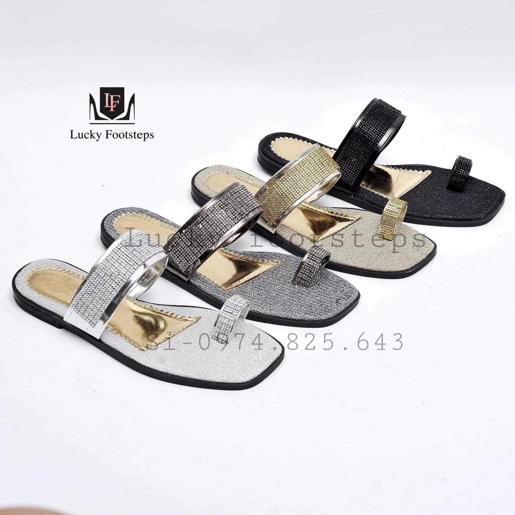 Dép lê nữ thời trang xỏ ngón gắn hạt cườm siêu rẻ - s78