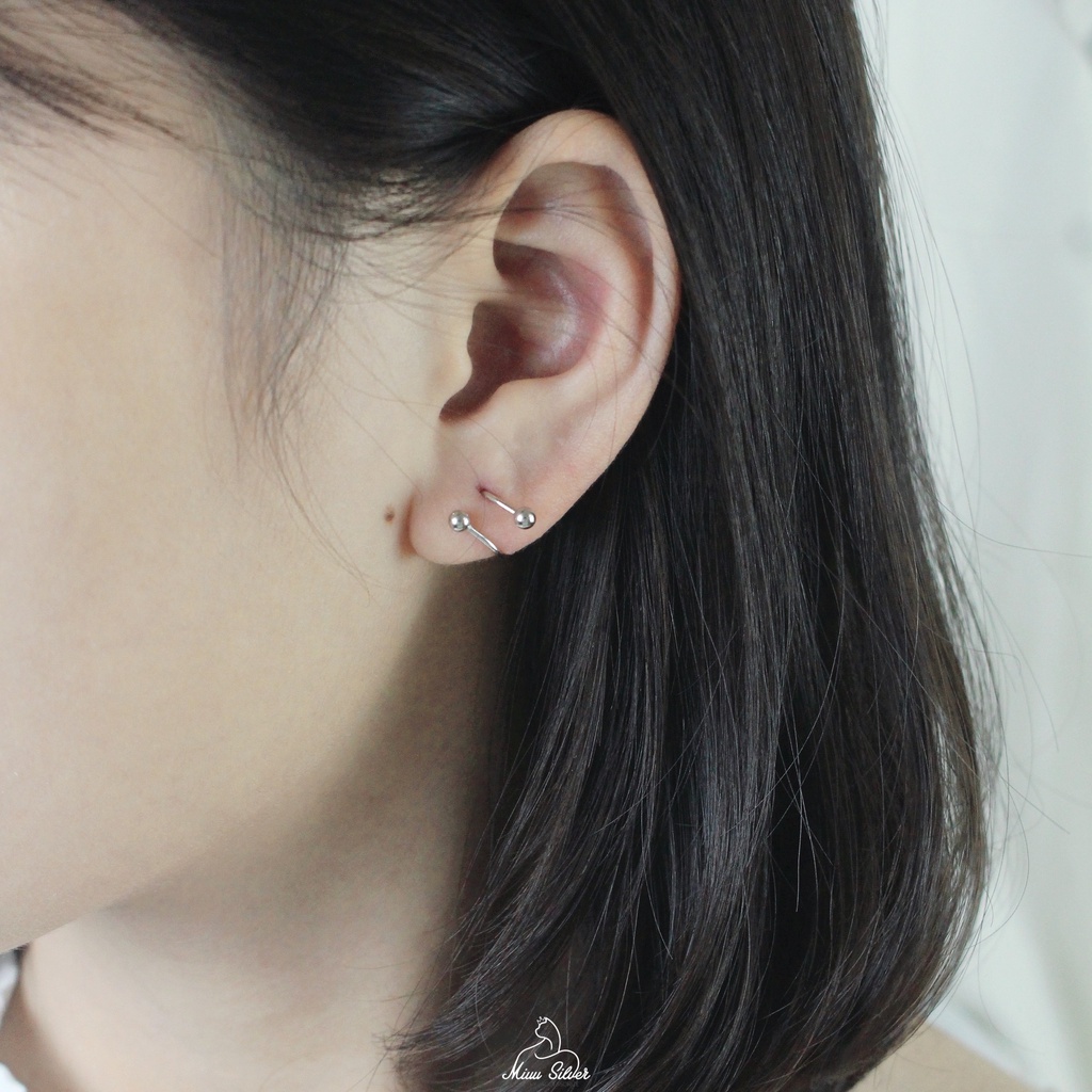 Bông tai nữ Miuu Silver, khuyên tai bạc xoắn chốt vặn cá tính Winding Earrings