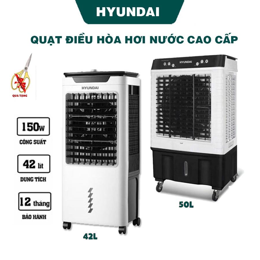 Quạt điều hòa hơi nước Hyundai, Hàng chính hãng bảo hành 12 tháng, Điều khiển cơ, Tặng kèm quà !