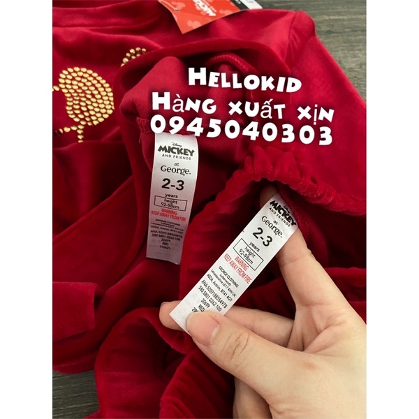 Bộ nhung đỏ đính hạt Minnie bé gái