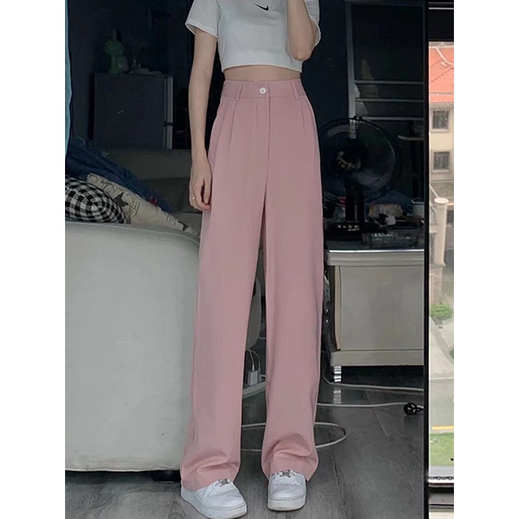 Quần COZOKC ống rộng lưng cao kiểu dáng đơn giản hợp thời trang